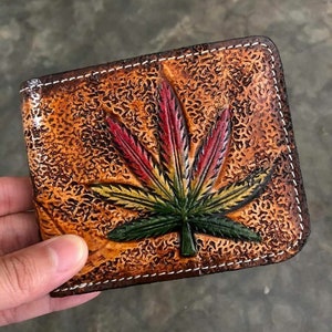 Handgefertigte geschnitzte Lederbrieftasche Florale Brieftasche Western Cowboy Bifold Herren Brieftasche Punzierte Leder Brieftasche Geschenk für Ihn Geschenk für Männer Geschenk für Papa