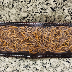 Cartera de cuero tallada a mano, cartera floral, cartera plegable estilo vaquero occidental para hombre, cartera de cuero repujado, regalo para él, regalo para hombre, regalo para papá