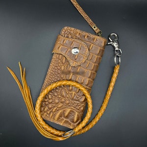 Leder Biker Brieftasche Kette Herren Bifold Brieftasche Handgefertigte Leder Lanyard Brieftasche Lange Brieftasche Biker Geschenk für Grad Geschenk für Männer Geschenk für ihn
