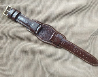 Brown Leather Watch Strap Band Handmade Leather Watch Band 24mm 23mm 22mm 21mm 20mm 19mm 18mm Custom Sized Cowhide Leather Gift Watch
