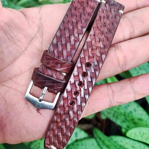 Western Watchband Custom Leather Watch Strap Tooled Leather Watch Strap Carved Floral Watch Band 24mm 22mm 20mm 19mm 18mm Gift For Him