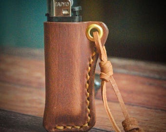 Personalized Lighter Cover Keychain Leather Handmade Leather Keychain Keyfob Leather keyring Gift for him Gift for men Gift for dad