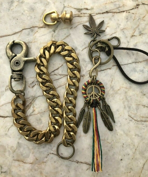 Cartera de motociclista con cadena de latón macizo, cadena de