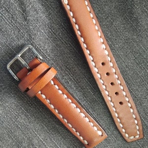 Brown Leather Watch Strap Band Handmade Leather Watch Band 24mm 23mm 22mm 21mm 20mm 19mm 18mm Custom Sized Cowhide Leather Gift Watch