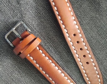 Brown Leather Watch Strap Band Handmade Leather Watch Band 24mm 23mm 22mm 21mm 20mm 19mm 18mm Custom Sized Cowhide Leather Gift Watch