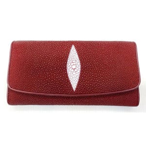Cartera de raya roja Cartera de piel de raya genuina Cartera de piel de raya pulida Cartera exótica Cartera plegable Regalo para mamá Regalo para ella