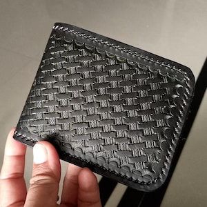Cartera de cuero tallada a mano, cartera floral, cartera plegable estilo vaquero occidental para hombre, cartera de cuero repujado, regalo para él, regalo para hombre, regalo para papá