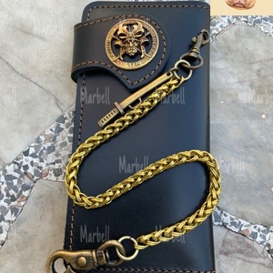 Leder Biker Brieftasche Kette Herren Bifold Brieftasche Handgefertigte Leder Brieftasche Kette Brieftasche Lange Brieftasche Biker Geschenk für Grad Geschenk für Männer Geschenk für ihn