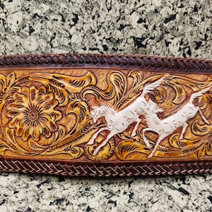 Cartera de cuero tallada a mano, cartera floral, cartera plegable estilo vaquero occidental para hombre, cartera de cuero repujado, regalo para él, regalo para hombre, regalo para papá