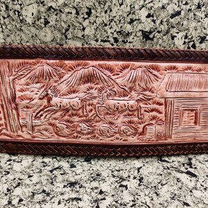 Cartera de cuero tallada a mano, cartera floral, cartera plegable estilo vaquero occidental para hombre, cartera de cuero repujado, regalo para él, regalo para hombre, regalo para papá