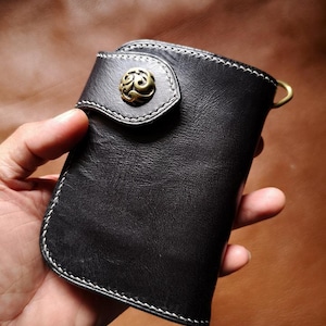 Leder Biker Brieftasche Kette Herren Bifold Brieftasche Handgefertigte Leder Brieftasche Kette Brieftasche Lanyard Brieftasche Geschenk für Grad Geschenk für Männer Geschenk für ihn