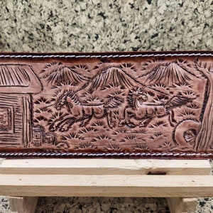 Cartera de cuero tallada a mano, cartera floral, cartera plegable estilo vaquero occidental para hombre, cartera de cuero repujado, regalo para él, regalo para hombre, regalo para papá