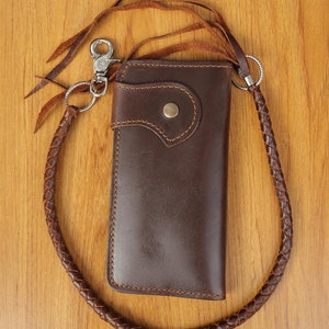 Leder Biker Brieftasche Kette Herren Bifold Brieftasche Handgefertigte Leder Lanyard Brieftasche Lange Brieftasche Biker Geschenk für Grad Geschenk für Männer Geschenk für ihn