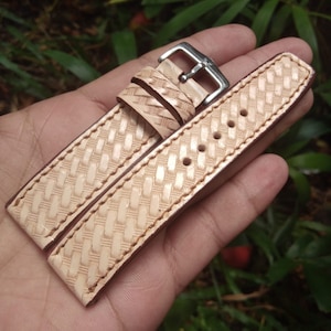 Western Watchband Custom Leather Watch Strap Tooled Leather Watch Strap Carved Floral Watch Band 24mm 22mm 20mm 19mm 18mm Gift For Him