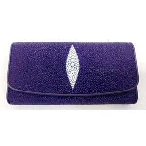 Cartera de raya morada Cartera de piel de raya genuina Cartera de piel de raya pulida Cartera exótica Cartera plegable Regalo para mamá Regalo para ella