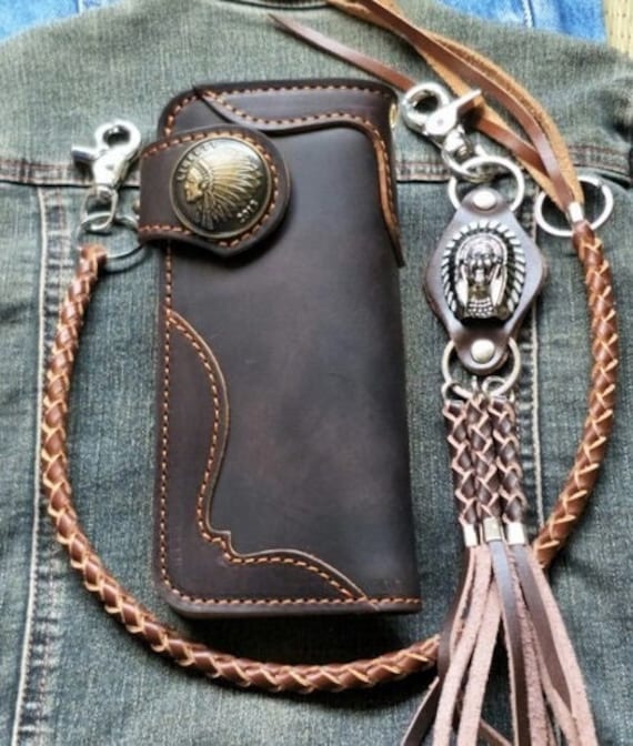 Leather Chain Wallet for Bikers