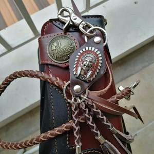 Leder Biker Brieftasche Kette Herren Bifold Brieftasche Handgefertigte Leder Lanyard Brieftasche Lange Brieftasche Biker Geschenk für Grad Geschenk für Männer Geschenk für ihn