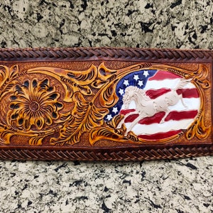 Cartera de cuero tallada a mano, cartera floral, cartera plegable estilo vaquero occidental para hombre, cartera de cuero repujado, regalo para él, regalo para hombre, regalo para papá