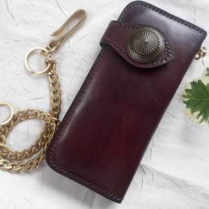 Leder Biker Brieftasche Kette Herren Bifold Brieftasche Handgefertigte Leder Brieftasche Kette Brieftasche Lange Brieftasche Biker Geschenk für Grad Geschenk für Männer Geschenk für ihn