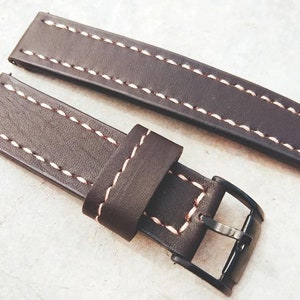 Brown Leather Watch Strap Band Handmade Leather Watch Band 24mm 23mm 22mm 21mm 20mm 19mm 18mm Custom Sized Cowhide Leather Gift Watch