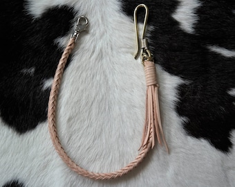 Braided Leather Wallet Chain Biker Leather Rope Wallet Chain Lanyard Wallet Chain Leather Cord Leather Chain Wallet Leather Strap Wallet
