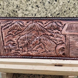 Handgefertigte geschnitzte Lederbrieftasche Florale Brieftasche Western Cowboy Bifold Herren Brieftasche Punzierte Leder Brieftasche Geschenk für Ihn Geschenk für Männer Geschenk für Papa