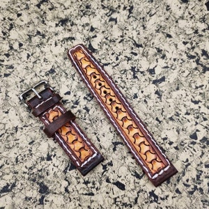 Western Watchband Custom Leather Watch Strap Tooled Leather Watch Strap Carved Floral Watch Band 24mm 22mm 20mm 19mm 18mm Gift For Him