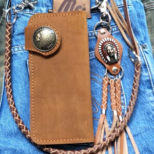 Leder Biker Brieftasche Kette Herren Bifold Brieftasche Handgefertigte Leder Lanyard Brieftasche Lange Brieftasche Biker Geschenk für Grad Geschenk für Männer Geschenk für ihn