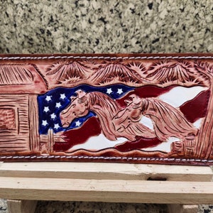 Handgefertigte geschnitzte Lederbrieftasche Florale Brieftasche Western Cowboy Bifold Herren Brieftasche Punzierte Leder Brieftasche Geschenk für Ihn Geschenk für Männer Geschenk für Papa