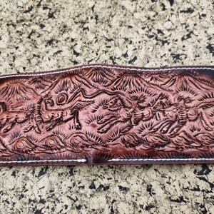 Cartera de cuero tallada a mano, cartera floral, cartera plegable estilo vaquero occidental para hombre, cartera de cuero repujado, regalo para él, regalo para hombre, regalo para papá
