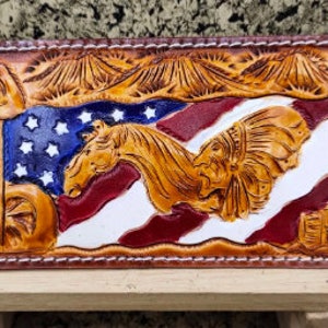 Handmade Carved Leather Wallet Floral Wallet Western Cowboy Bifold Mens Wallet Tooled Leather Wallet Gift for Him Gift for Men Gift for Dad