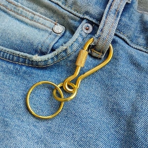Massivem Messing Fischhaken Biker Schlüsselanhänger Messinghaken Jeans Schlüsselanhänger Minimalist Schlüsselanhänger Geschenk für Ihn Geschenk für Männer