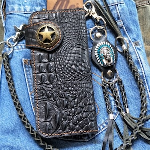 Leder Biker Brieftasche Kette Herren Bifold Brieftasche Handgefertigte Leder Lanyard Brieftasche Lange Brieftasche Biker Geschenk für Grad Geschenk für Männer Geschenk für ihn