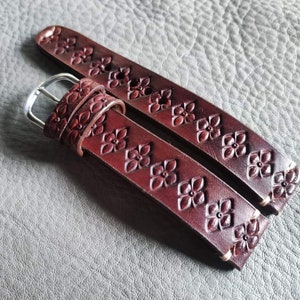 Western Watchband Custom Leather Watch Strap Tooled Leather Watch Strap Carved Floral Watch Band 24mm 22mm 20mm 19mm 18mm Gift For Him