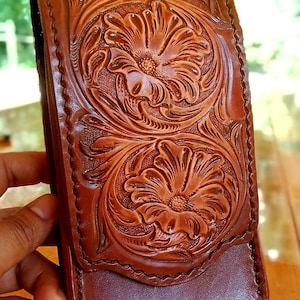 Western Leder Handytasche Gürtelclip geschnitztes Leder handgefertigt punziert Leder Handyhalter Leder Geschenk für ihn Geschenk für Männer Geschenk für Papa
