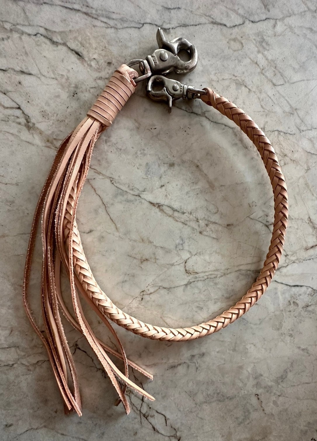 【VINTAGE】leather rope wallet chain 90s Braided Leather Wallet Chain Biker Leather Rope Wallet Chain