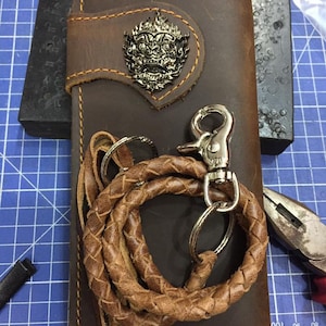 Leder Biker Brieftasche Kette Herren Bifold Brieftasche Handgefertigte Leder Lanyard Brieftasche Lange Brieftasche Biker Geschenk für Grad Geschenk für Männer Geschenk für ihn