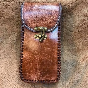 Personalized Leather Cell Phone Holster For Belt Handmade Leather Phone Case Custom Phone Case Gift for Him Gift for Men Gift for Dad