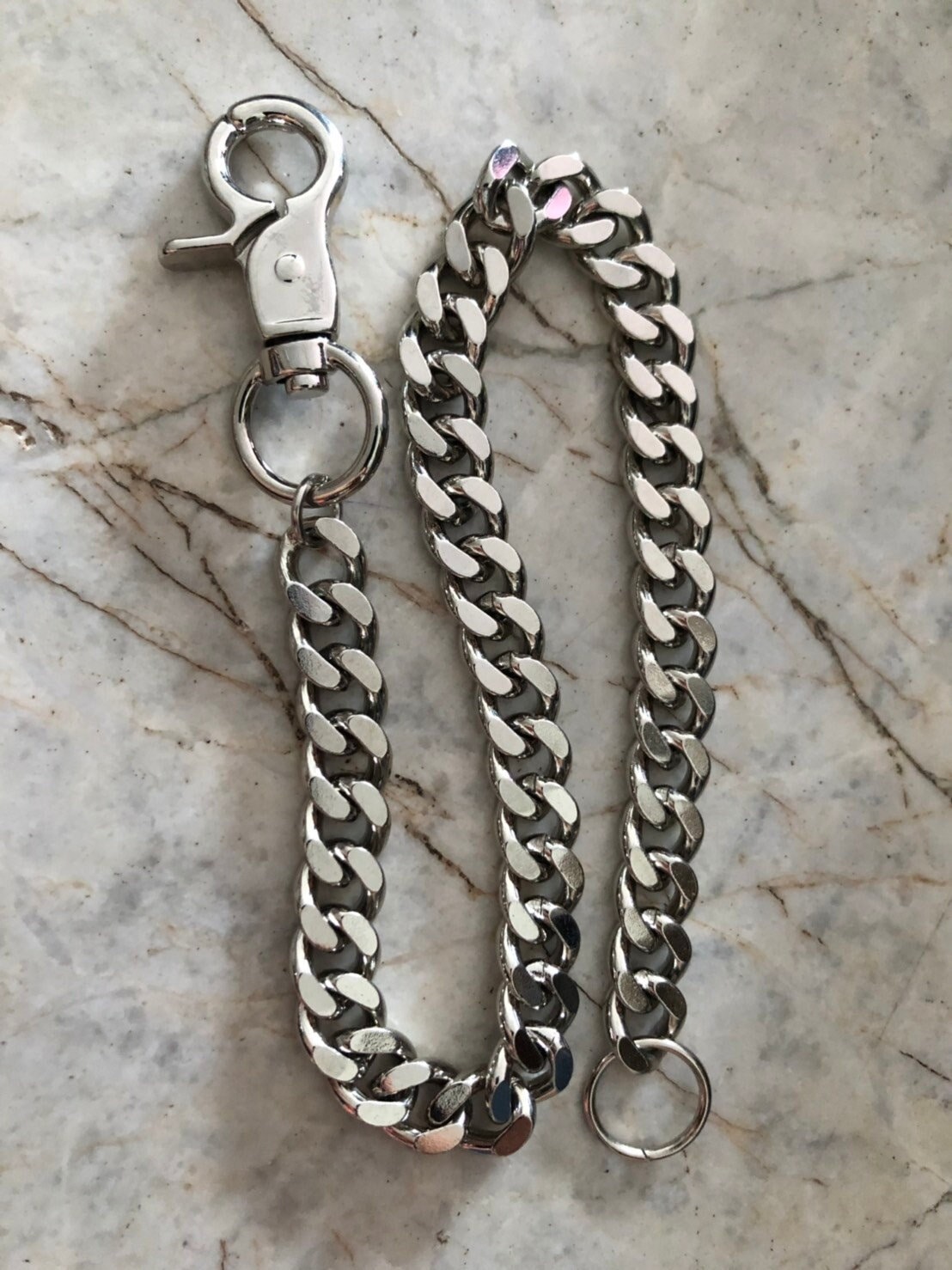 Old Silver Chain Wallets Leather Purse Chain Biker Jewelry Keychain