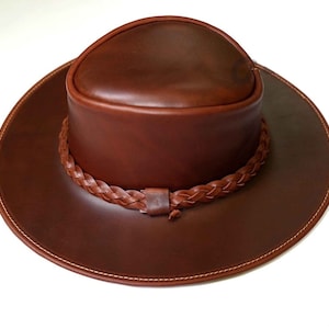 Cattleman Cowboy Hat Foldable Hat Genuine Leather Australian Hat Mens Leather Hats Womans Leather Hat Western Trekking Australian Bush Hat