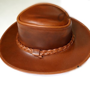 Cattleman Cowboy Hat Foldable Hat Genuine Leather Australian Hat Mens Leather Hats Womans Leather Hat Western Trekking Australian Bush Hat