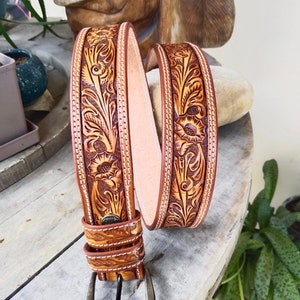 Handmade Men&#39;s Western Leather Belt Personalized Leather Belts Genuine Full Grain Tooled Leather Belt Removable Buckle Cowboy Belt Strap