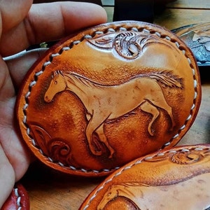 Western Leather Belt Buckle Floral Hand Tooled Leather Carved Leather Buckle Handmade Belt Buckle Gift for Him Gift for Men Gift for Dad