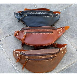 Handmade Leather Crossbody Bag Leather Fanny Pack Sling Bag Shoulder Bag for Men Personalized Fanny Pack with Straps Bum Bag Gift For Him