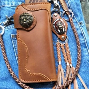 Leder Biker Brieftasche Kette Herren Bifold Brieftasche Handgefertigte Leder Lanyard Brieftasche Lange Brieftasche Biker Geschenk für Grad Geschenk für Männer Geschenk für ihn