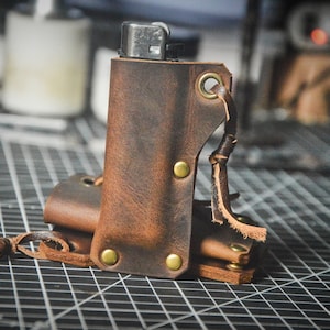 Personalized Lighter Cover Keychain Leather Handmade Leather Keychain Keyfob Leather keyring Gift for him Gift for men Gift for dad