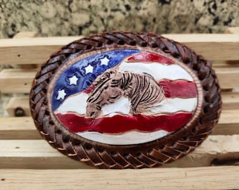 Western Leder Gürtelschnalle Floral Hand punziert Leder geschnitzte Lederschnalle Handgemachte Gürtelschnalle Geschenk für ihn Geschenk für Männer Geschenk für Papa
