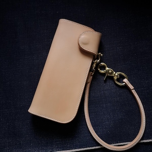 Cartera de cuero estilo motero con cadena para hombre, billetera plegable hecha a mano con cordón de cuero, billetera larga, regalo para motero, regalo para graduado, regalo para hombre, regalo para él.