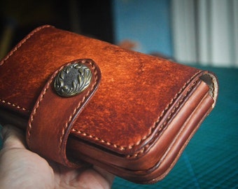 Funda de cuero para teléfono doble, funda doble para 2 teléfonos, funda de cuero hecha a mano, funda de teléfono personalizada, regalo para él, regalo para hombre, regalo para papá