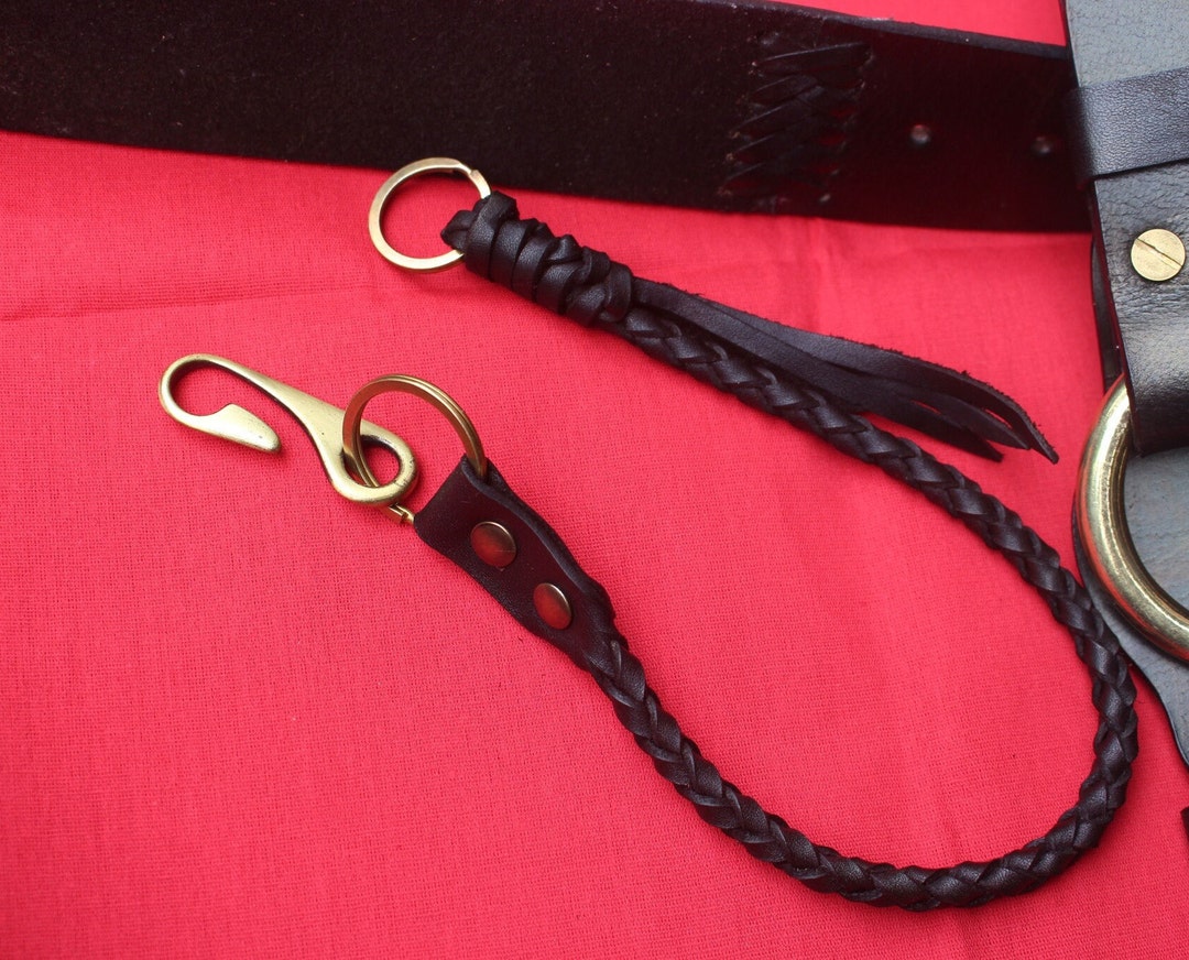 Leather Rope Chain Braided Leather Wallet Chain Biker Leather Rope Wallet Chain Lanyard ...